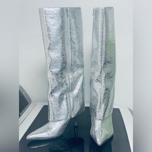 Silver Women's Knee-High Boots